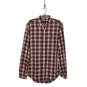 RALPH LAUREN $168 Custom Fit Plaid Button Down Shirt Red Multi Men's Medium‎